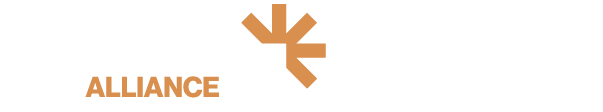Logo for Rescue Mission Alliance Central Coast featuring white and orange text with a stylized star icon in the center.